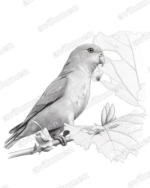 Ilustración en Tinta: Loriculus vernalis (Lorículo vernal)