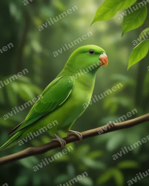Ilustración en Realista: Loriculus vernalis (Lorículo vernal)