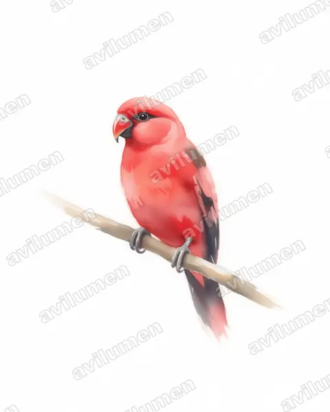 Watercolor illustration: Lorius albidinucha (White-naped Lory)