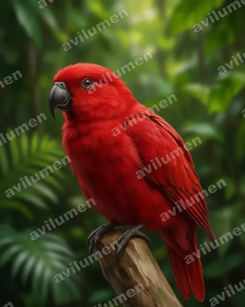 Realistic illustration: Lorius albidinucha (White-naped Lory)