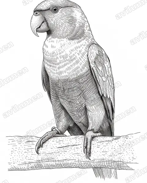 Ilustración en Tinta: Lorius chlorocercus (Lori acollarado)