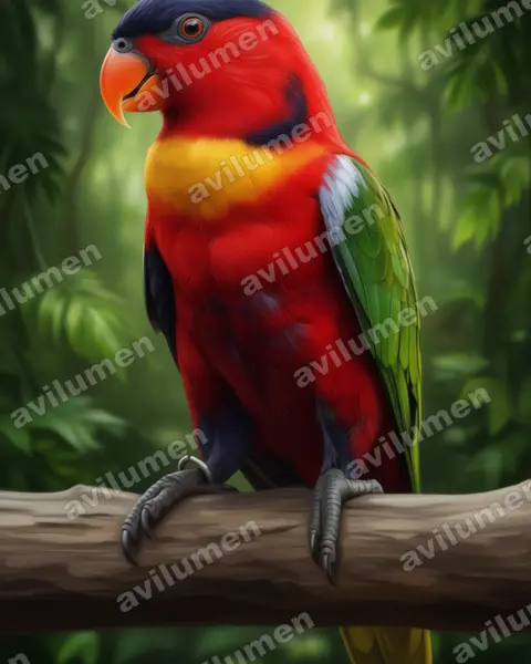 Ilustración en Realista: Lorius chlorocercus (Lori acollarado)