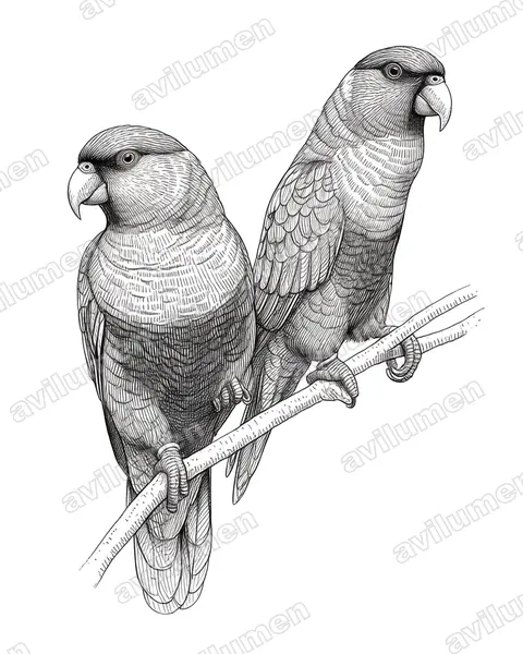 Ink illustration: Lorius lory (Black-capped Lory)