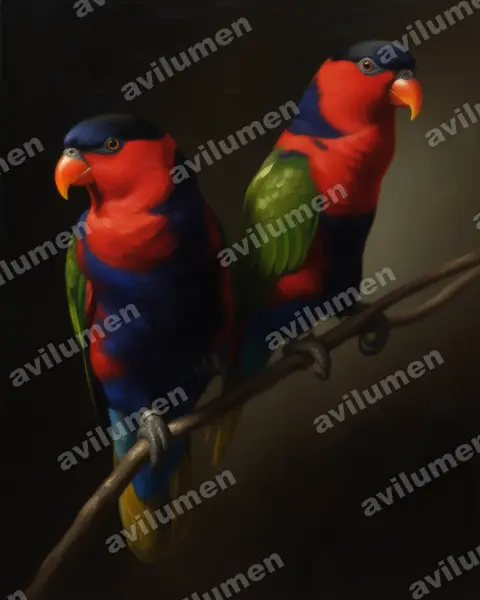 Oil illustration: Lorius lory (Black-capped Lory)