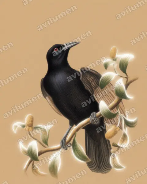 Illustration im Stil Buntstift: Krähenparadiesvogel (Lycocorax pyrrhopterus)