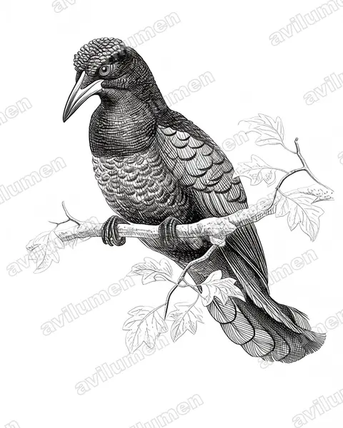 Ilustración en Tinta: Manucodia comrii (Ave del paraíso de Comrie​)