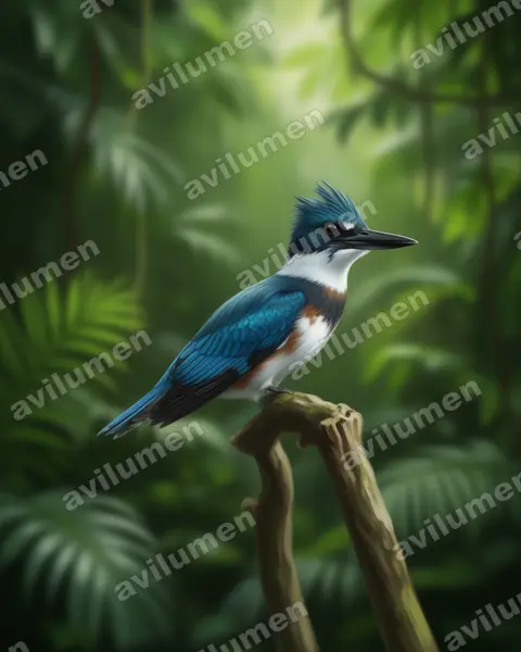 Illustration Réaliste : Megaceryle alcyon (Martin-pêcheur d'Amérique)