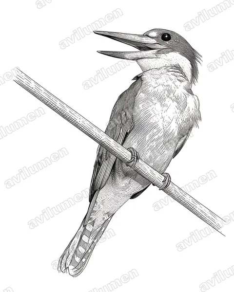 Ilustración en Tinta: Megaceryle torquata (Martín gigante neotropical)