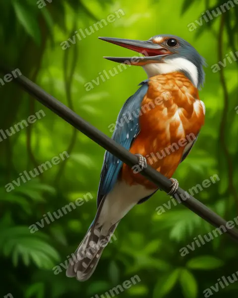 Ilustración en Realista: Megaceryle torquata (Martín gigante neotropical)