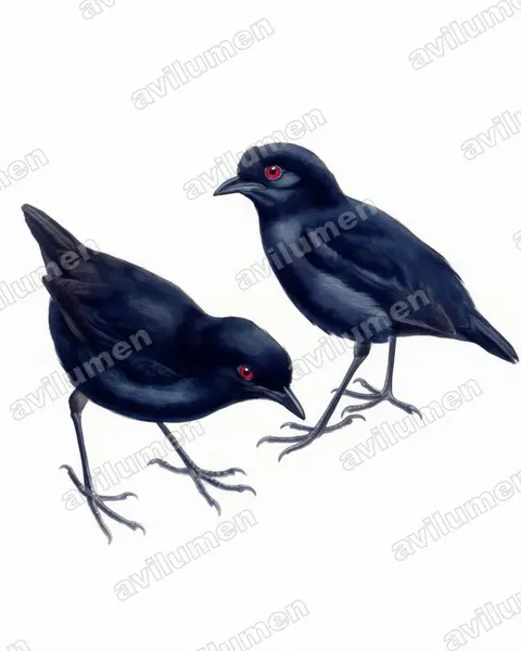Illustration Aquarelle : Melampitta lugubris (Lesser Melampitta)