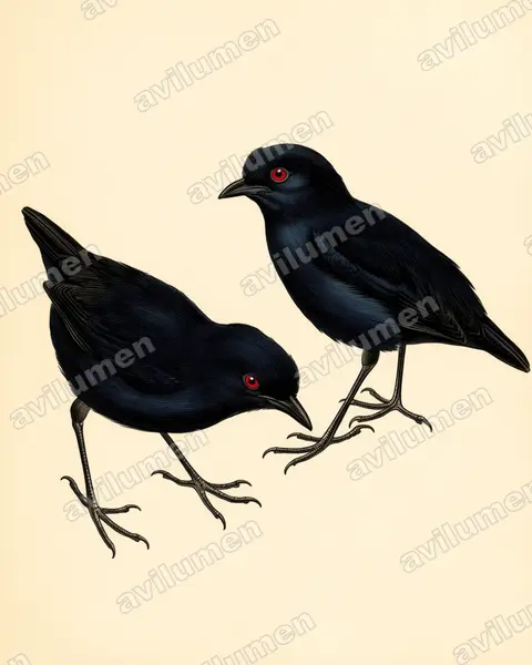 Illustration Planche ancienne : Melampitta lugubris (Lesser Melampitta)