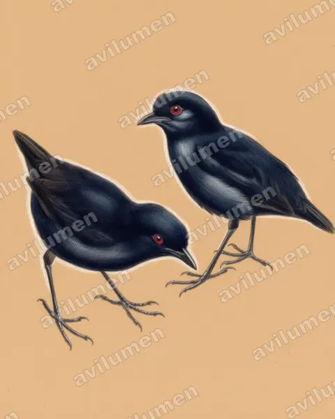 Illustration Crayon de couleur : Melampitta lugubris (Lesser Melampitta)