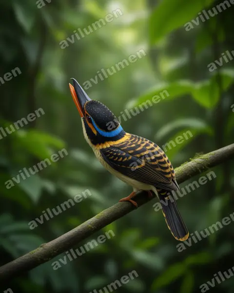 Ilustración en Realista: Melidora macrorrhina (Martín cazador ganchudo)