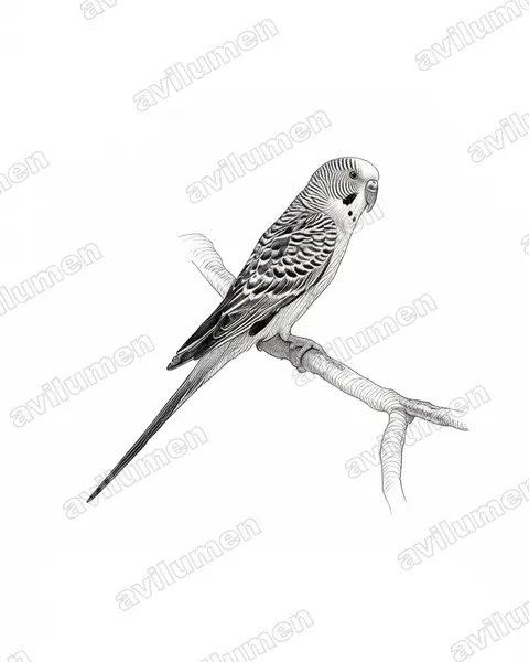 Ilustración en Tinta: Melopsittacus undulatus (Melopsittacus undulatus)