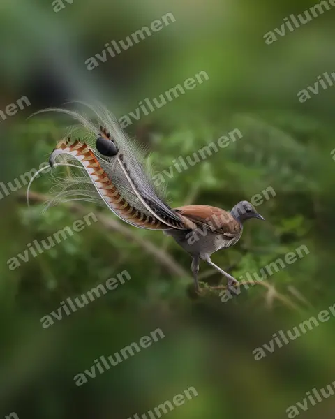Ilustración en Realista: Menura novaehollandiae (Ave lira soberbia)