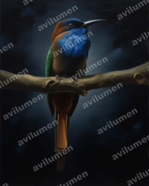 紫鬚蜂虎（Meropogon forsteni）的油画插画