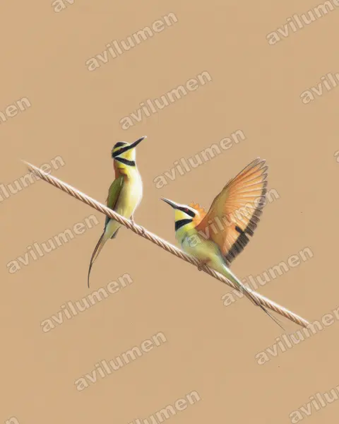 Illustration Crayon de couleur : Merops albicollis (Guêpier à gorge blanche)