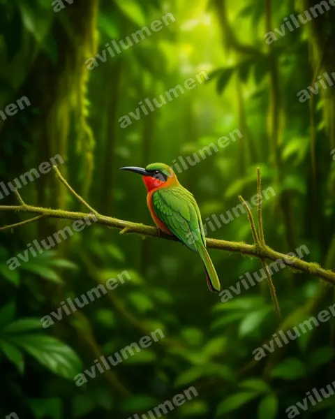 赤喉蜂虎（Merops bulocki）的写实插画
