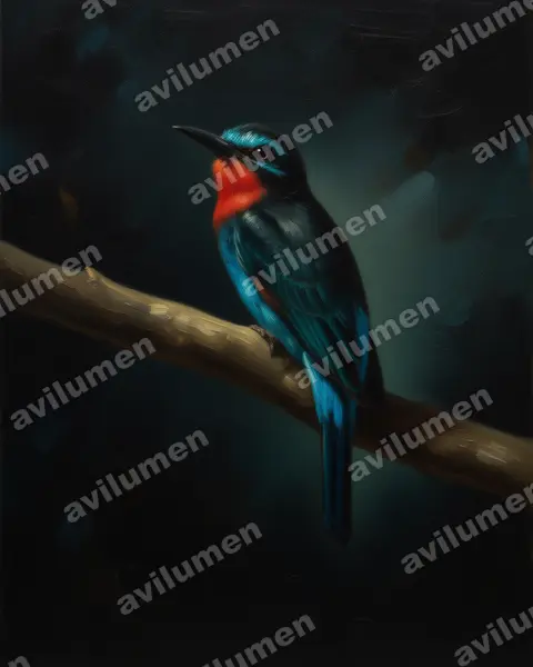 Oil illustration: Merops gularis (Black Bee-eater)