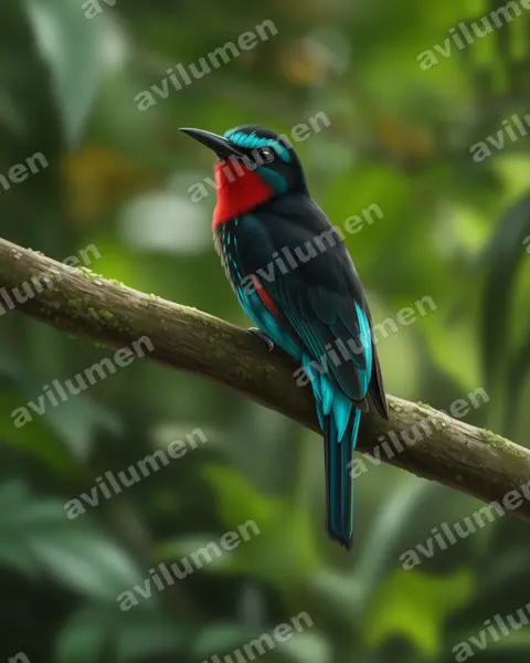 Realistic illustration: Merops gularis (Black Bee-eater)