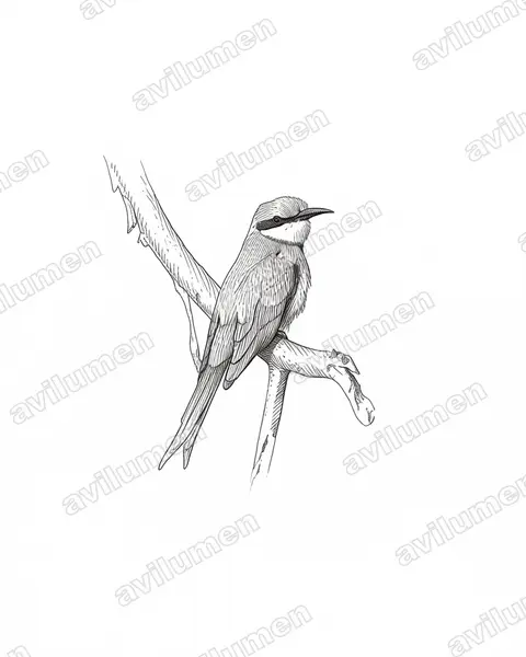 Ilustración en Tinta: Merops hirundineus (Abejaruco golondrina)