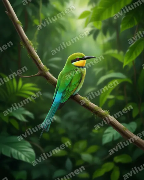 Ilustración en Realista: Merops hirundineus (Abejaruco golondrina)