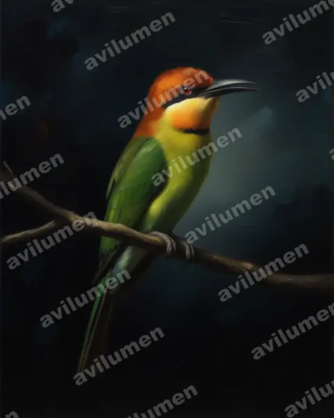 Oil illustration: Merops leschenaulti (Chestnut-headed Bee-eater)