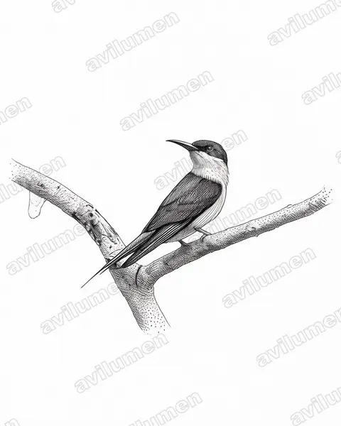 Ilustración en Tinta: Merops malimbicus (Abejaruco de Malimba)