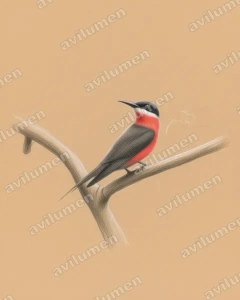 Ilustración en Lápiz de color: Merops malimbicus (Abejaruco de Malimba)