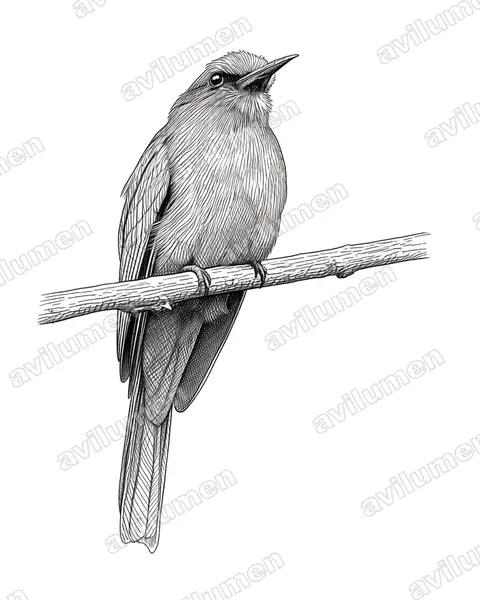 Ink illustration: Merops muelleri (Blue-headed Bee-eater)