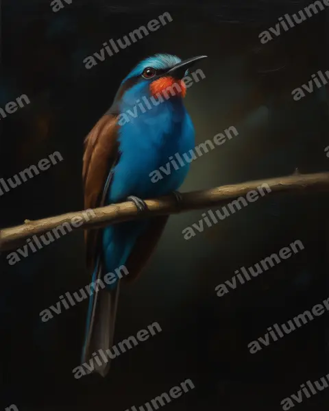 Oil illustration: Merops muelleri (Blue-headed Bee-eater)