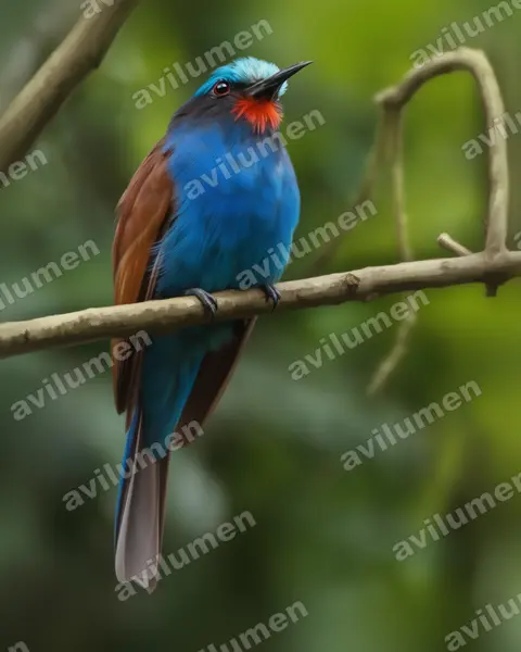 Realistic illustration: Merops muelleri (Blue-headed Bee-eater)