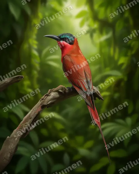 Illustration Réaliste : Merops nubicoides (Guêpier carmin)