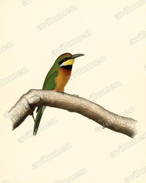 Illustration im Stil Historische Tafel: Bergspint (Merops oreobates)
