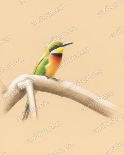 Illustration im Stil Buntstift: Bergspint (Merops oreobates)