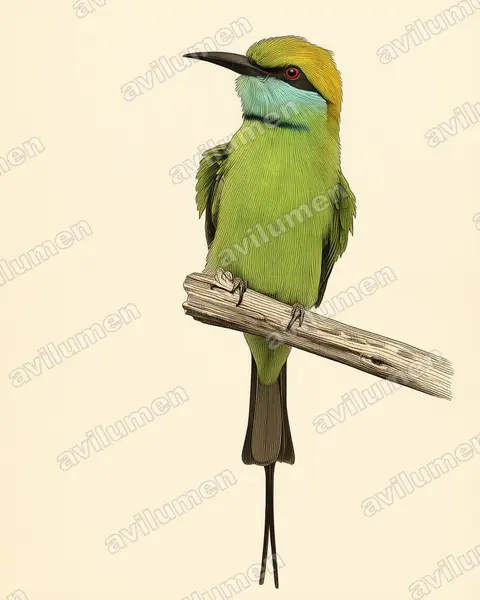 绿喉蜂虎（Merops orientalis）的古典图版插画