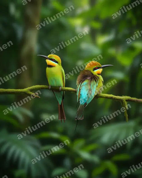 Ilustración en Realista: Merops ornatus (Abejaruco australiano)