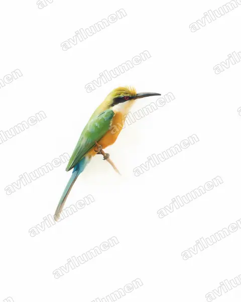 Ilustración en Acuarela: Merops revoilii (Abejaruco somalí​)