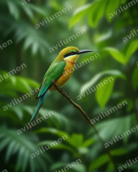 Ilustración en Realista: Merops revoilii (Abejaruco somalí​)