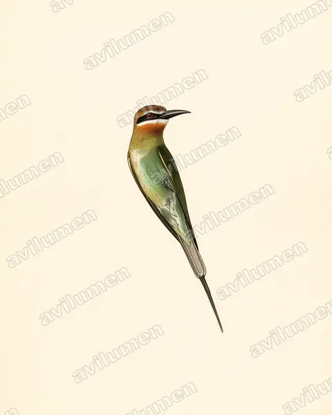 Vintage plate illustration: Merops superciliosus (Olive Bee-eater)