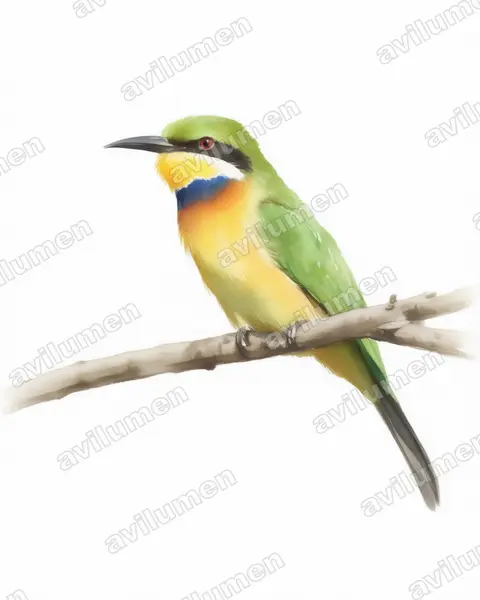 Illustration im Stil Aquarell: Blaubrustspint (Merops variegatus)