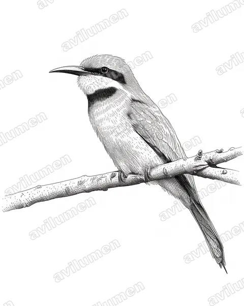 Illustration im Stil Tusche: Blaubrustspint (Merops variegatus)