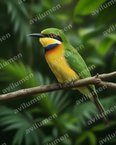 Illustration im Stil Realistisch: Blaubrustspint (Merops variegatus)