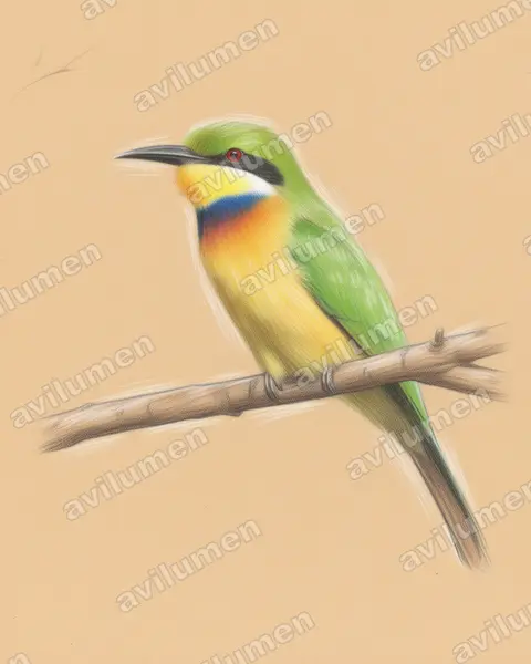 Illustration im Stil Buntstift: Blaubrustspint (Merops variegatus)