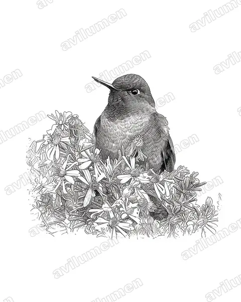 Ilustración en Tinta: Metallura baroni (Metalura de Azuay​)