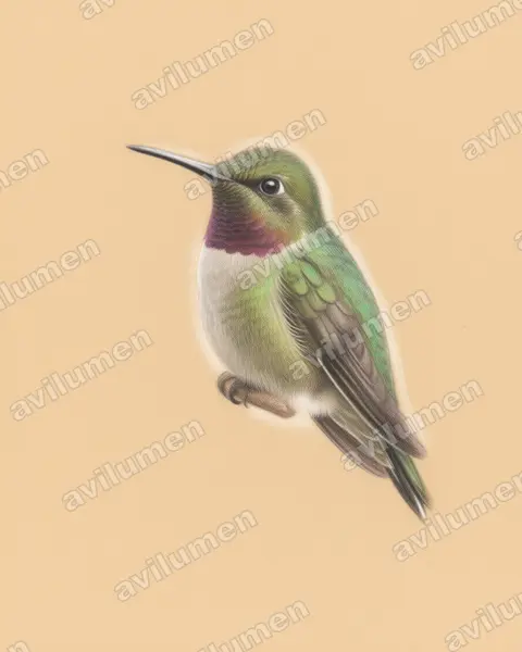 Ilustración en Lápiz de color: Metallura baroni (Metalura de Azuay​)