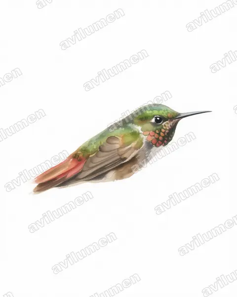 Illustration Aquarelle : Metallura iracunda (Métallure dorée)