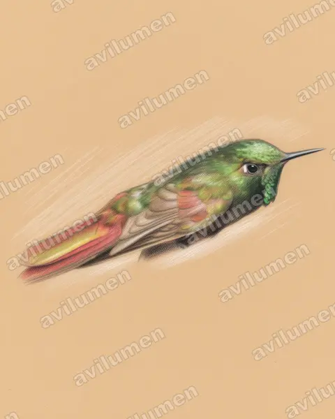 Illustration Crayon de couleur : Metallura iracunda (Métallure dorée)