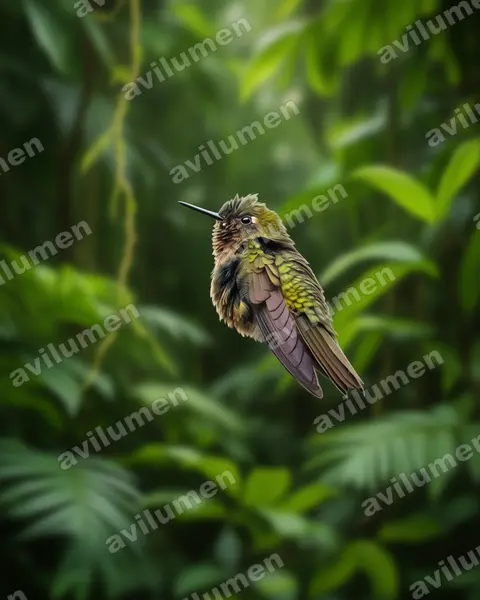 Illustration im Stil Realistisch: Purpurkehl-Glanzschwänzchen (Metallura odomae)