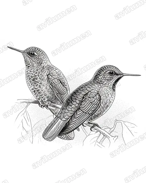 Illustration Encre : Metallura williami (Métallure verte)